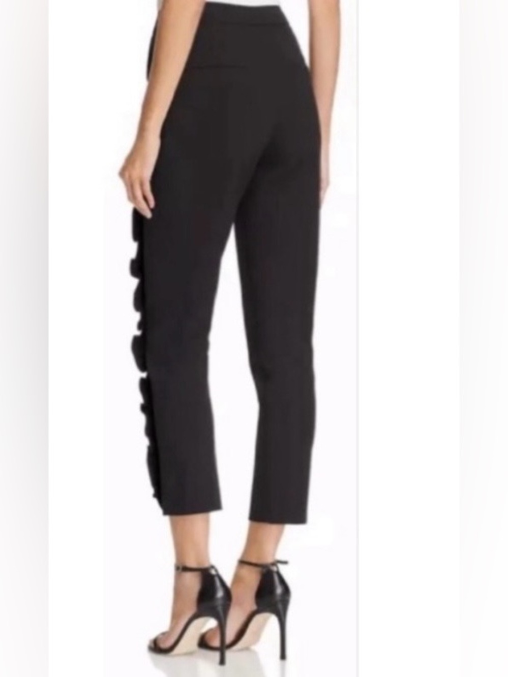 Cynthia Rowley Ruffle accent dress pants Black Womens 8 Career Stretchy Staple - Picture 2 of 11